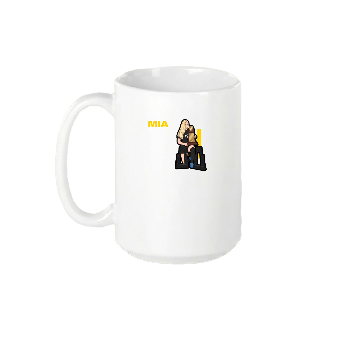 15oz Coffee Mug — Player Name in White