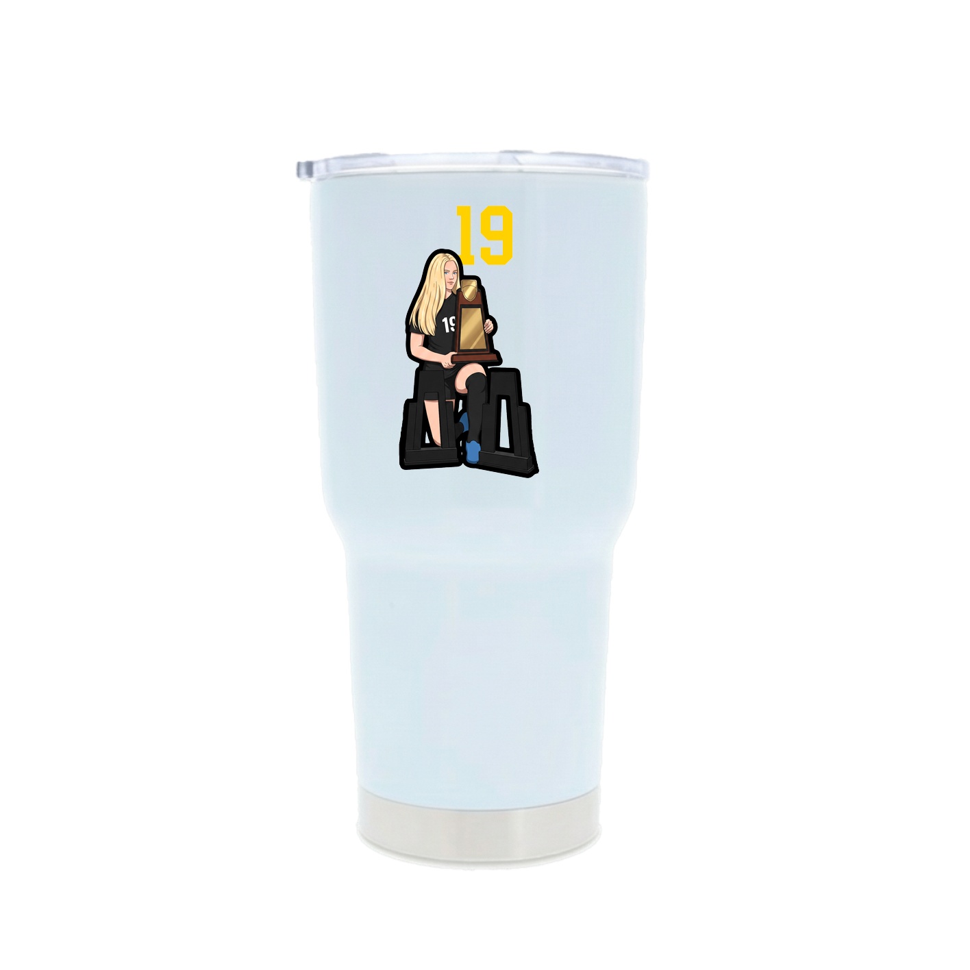30oz Stainless Steel Tumbler — Number Top in White