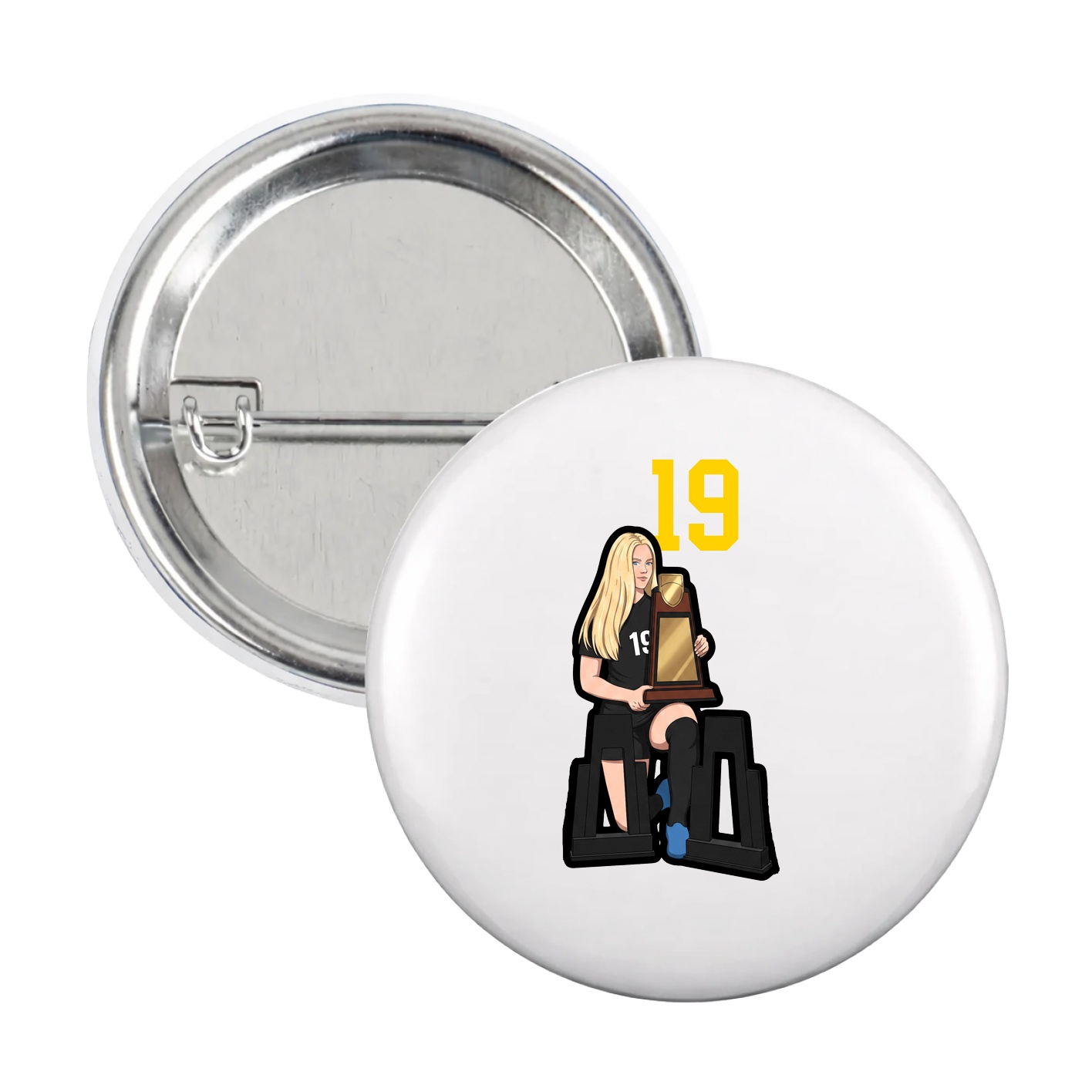 Game Day Button — Number Top in White