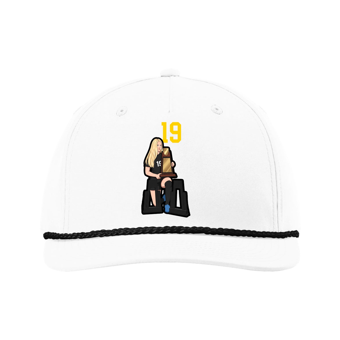 Five-Panel Classic Rope Cap — Number Top in White