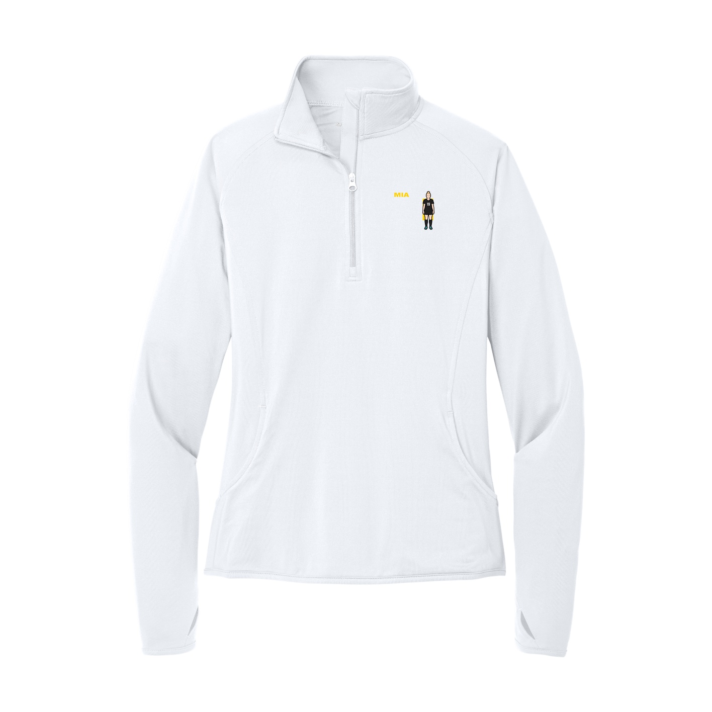Women's Q-Zip Pullover — Player Name in White
