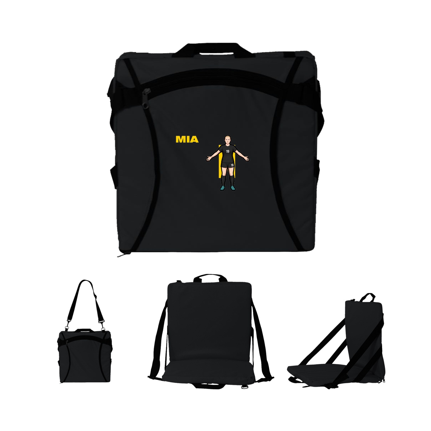 Folding Stadium Seat — Player Name in Black