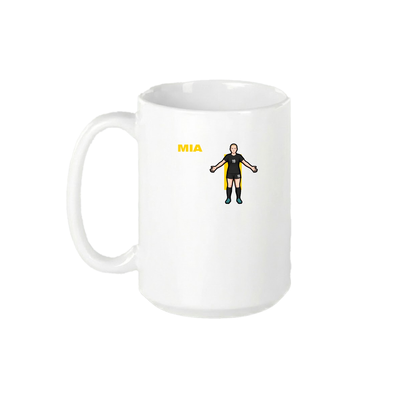 15oz Coffee Mug — Player Name in White