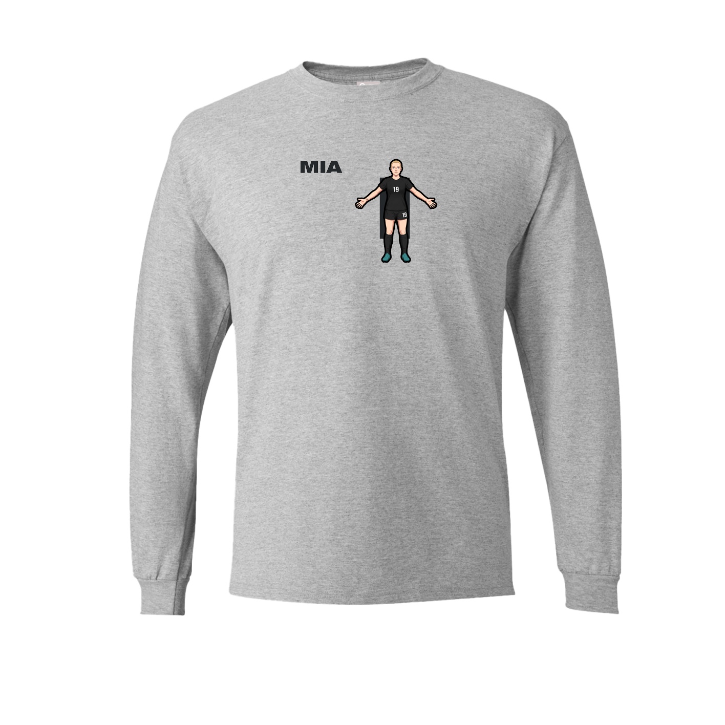 Long Sleeve Tee — Player Name in Grey