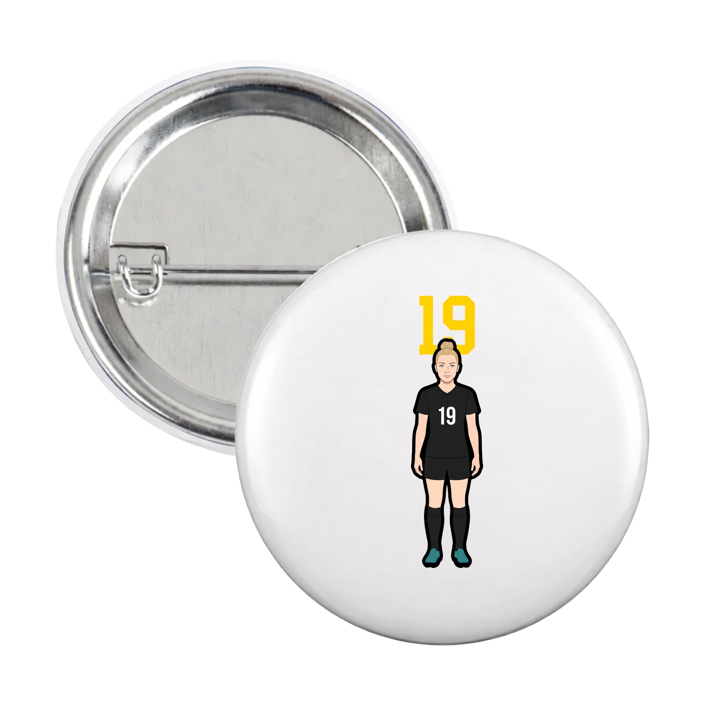 Game Day Button — Number Top in White