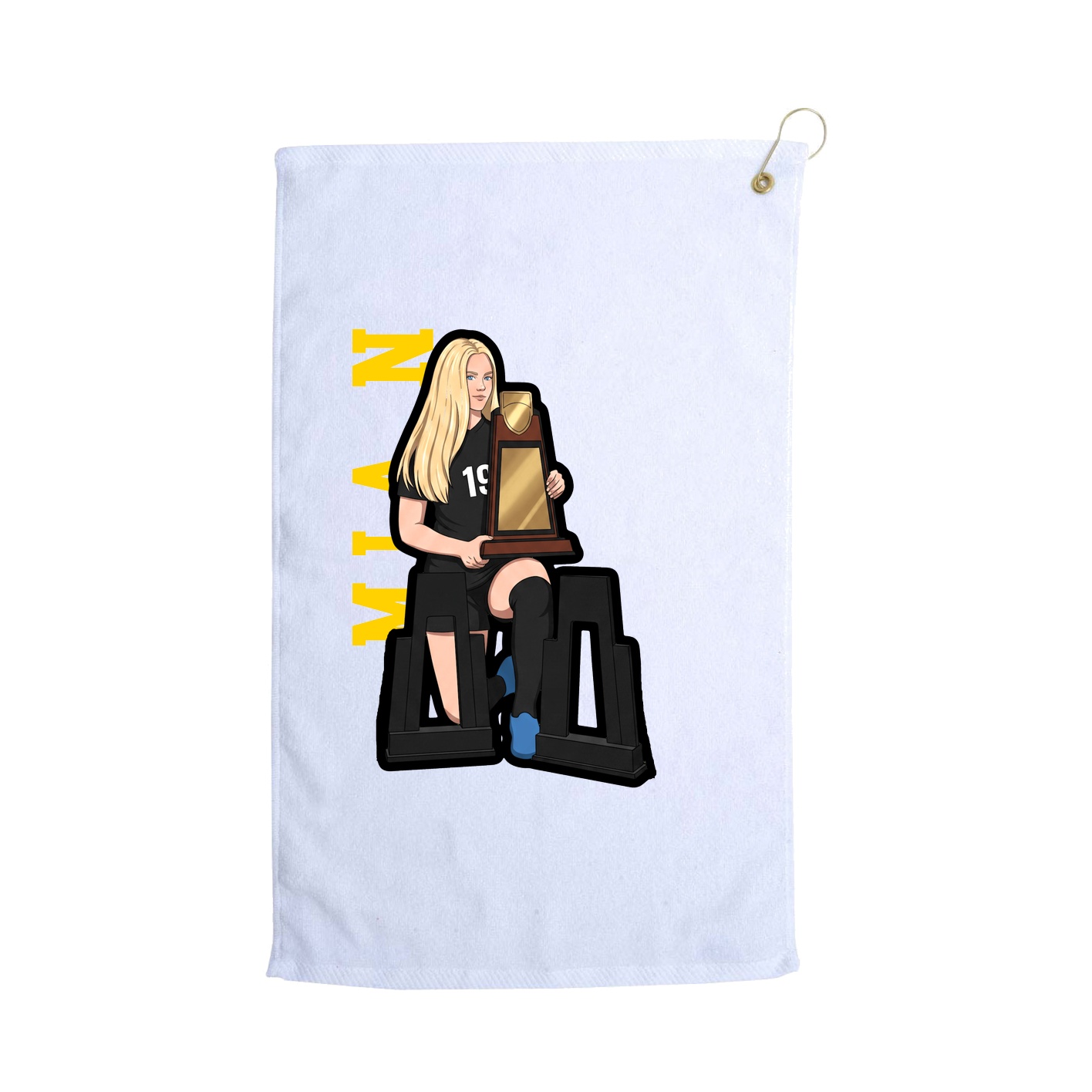 Golf Towel — Name Vertical in White