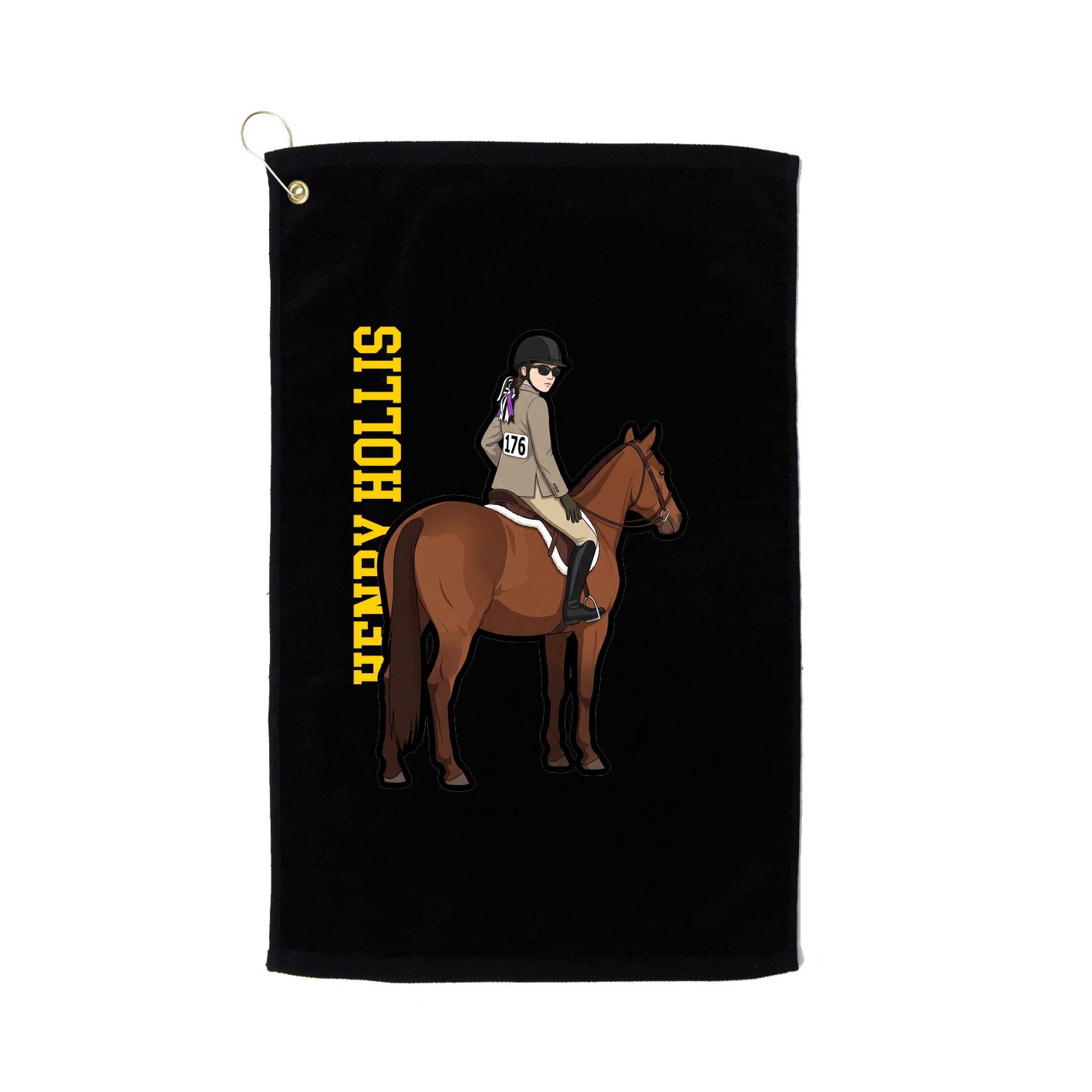 Golf Towel — Name Vertical in Black