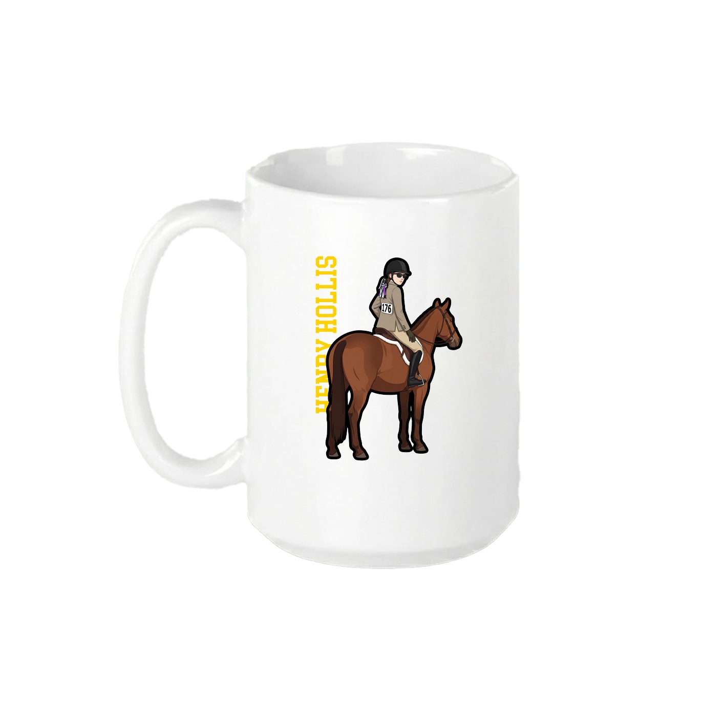 15oz Coffee Mug — Name Vertical in White