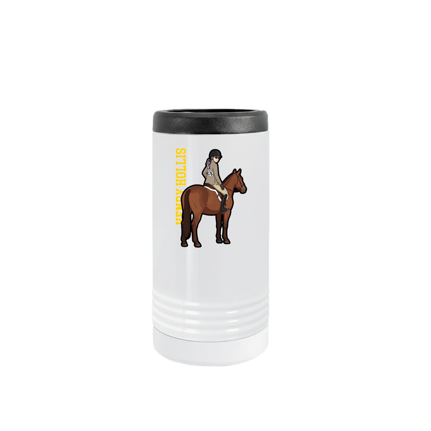 Slim Beverage Holder — Name Vertical in White