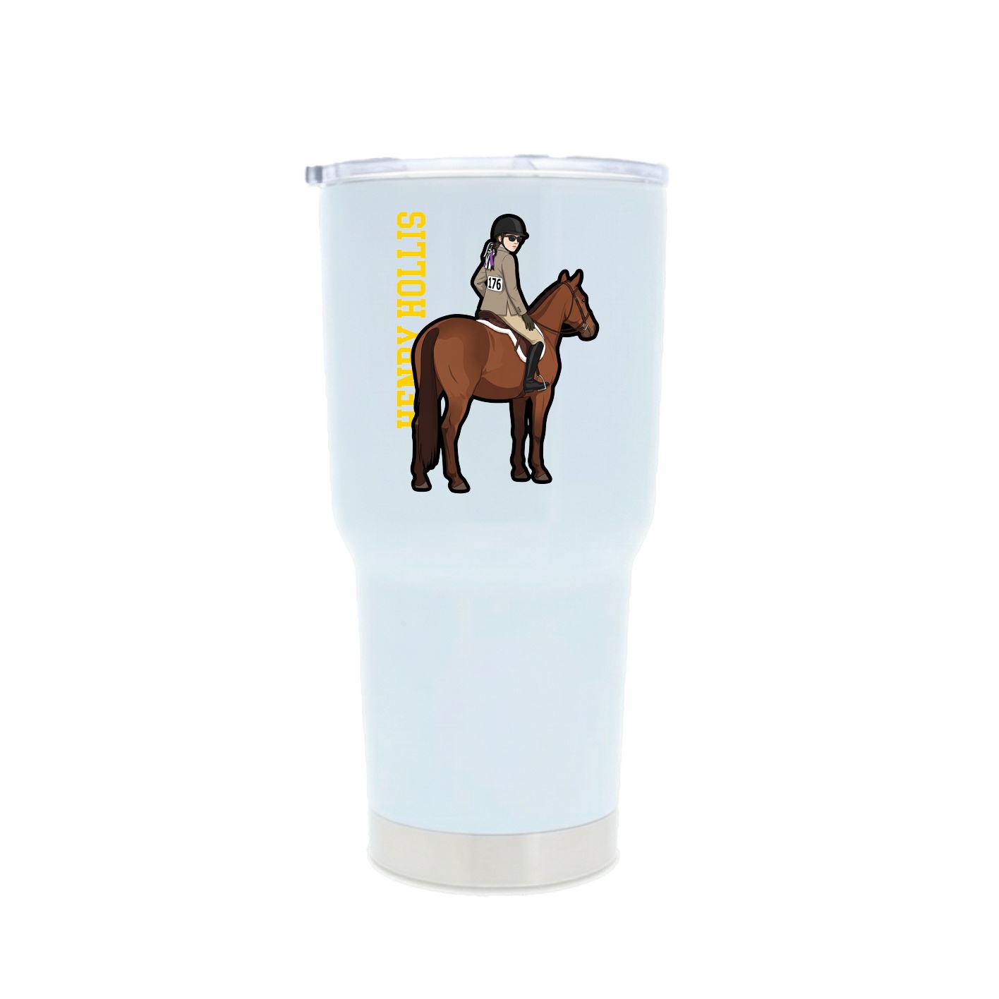 30oz Stainless Steel Tumbler — Name Vertical in White