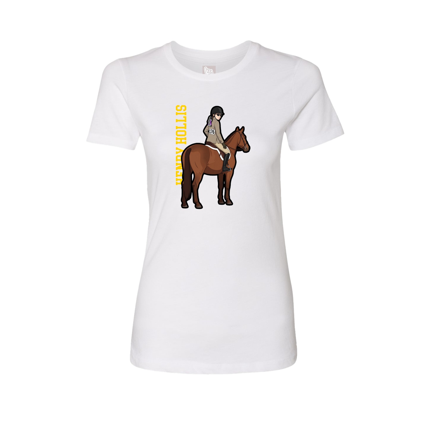 Fitted Women's Tee — Name Vertical in White