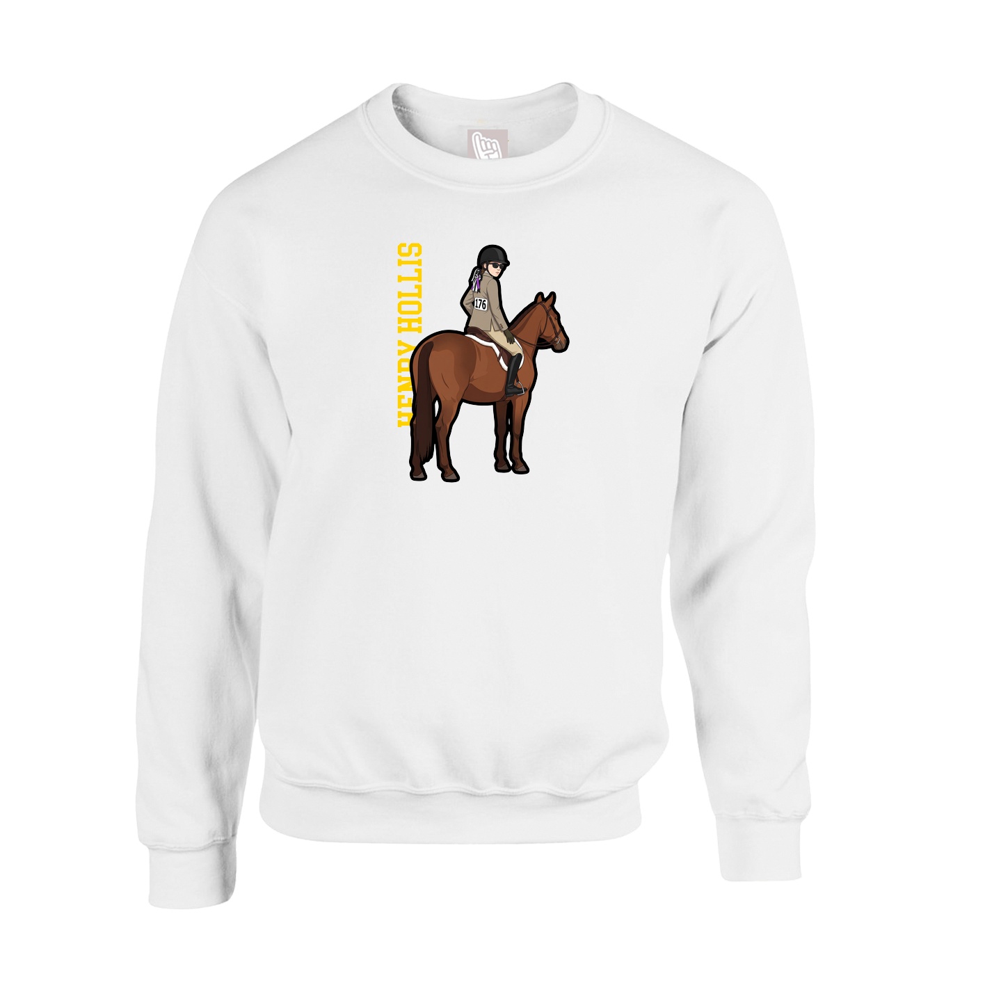 Fleece Crew — Name Vertical in White