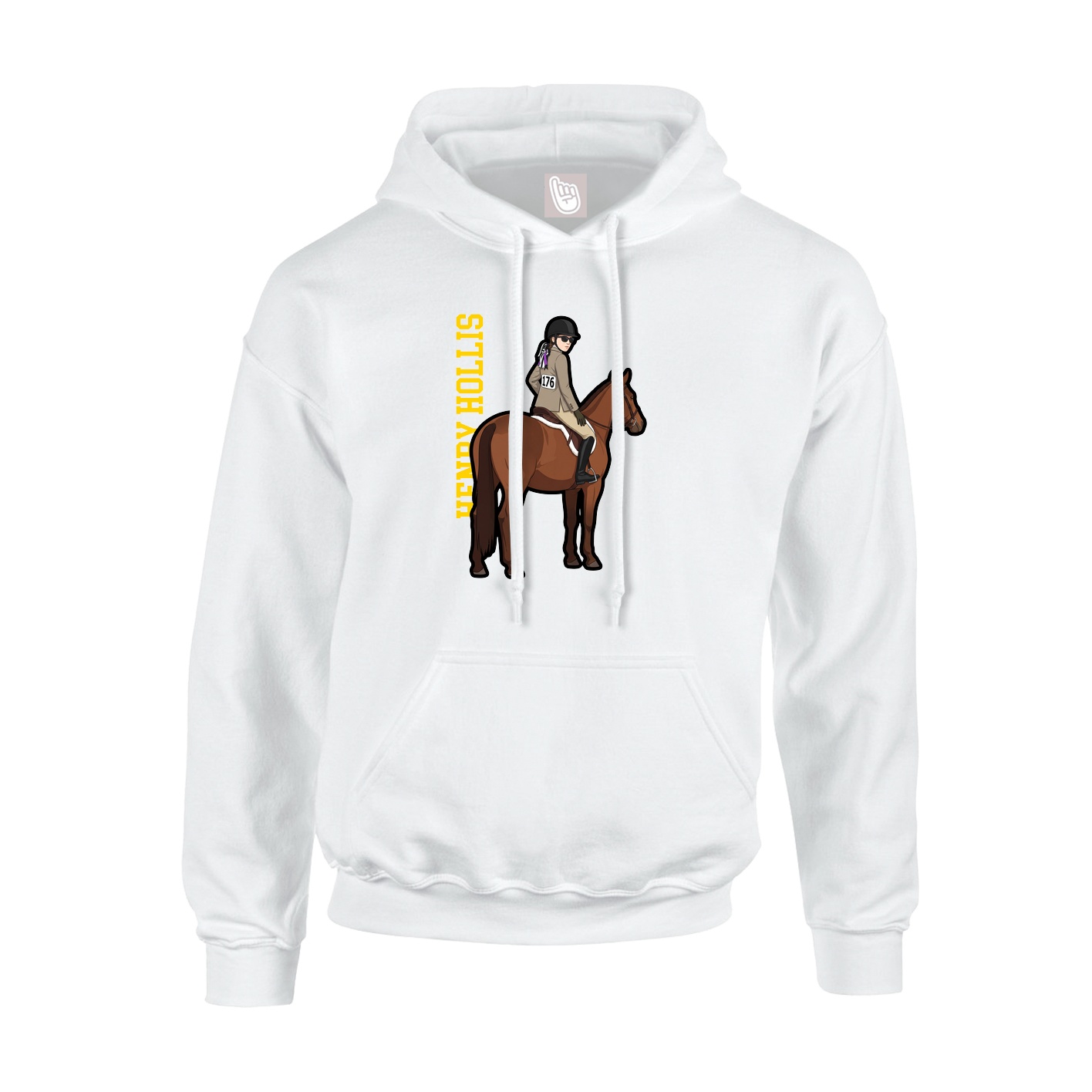 Youth Hoodie — Name Vertical in White