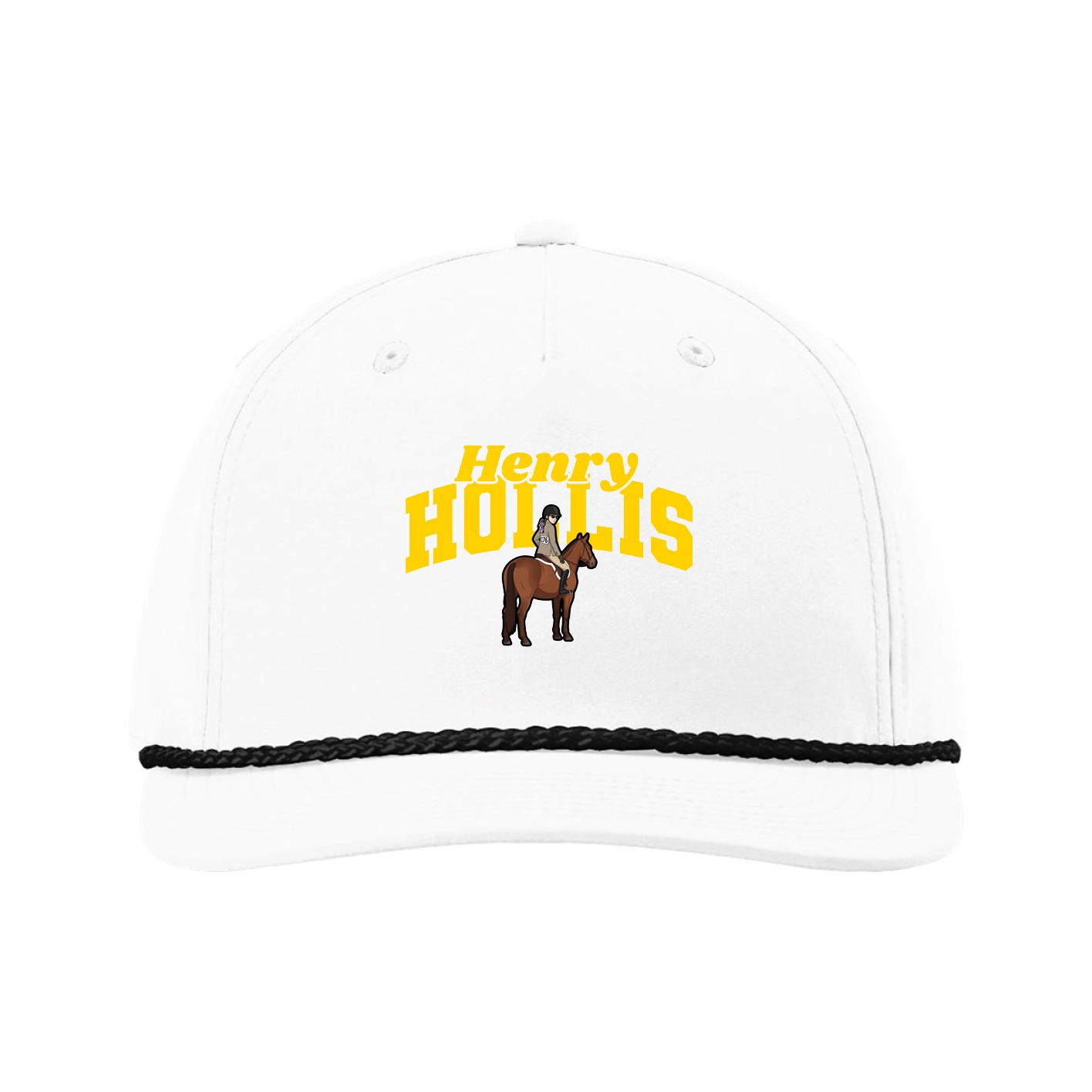 Five-Panel Classic Rope Cap — Signature Arch in White