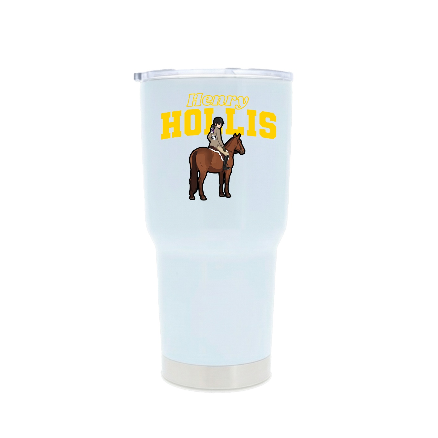30oz Stainless Steel Tumbler — Name Arch in White