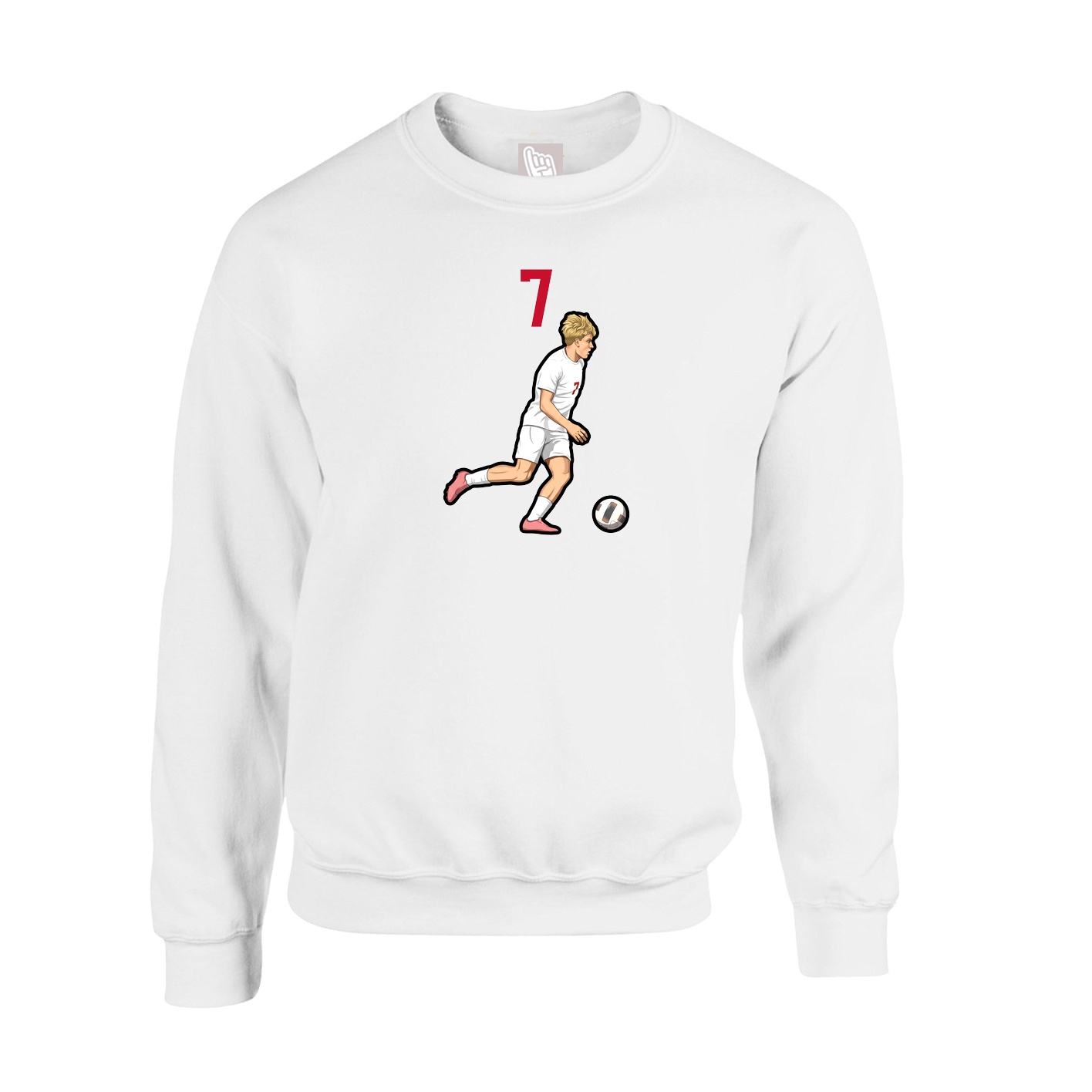 Fleece Crew — Number Top in White