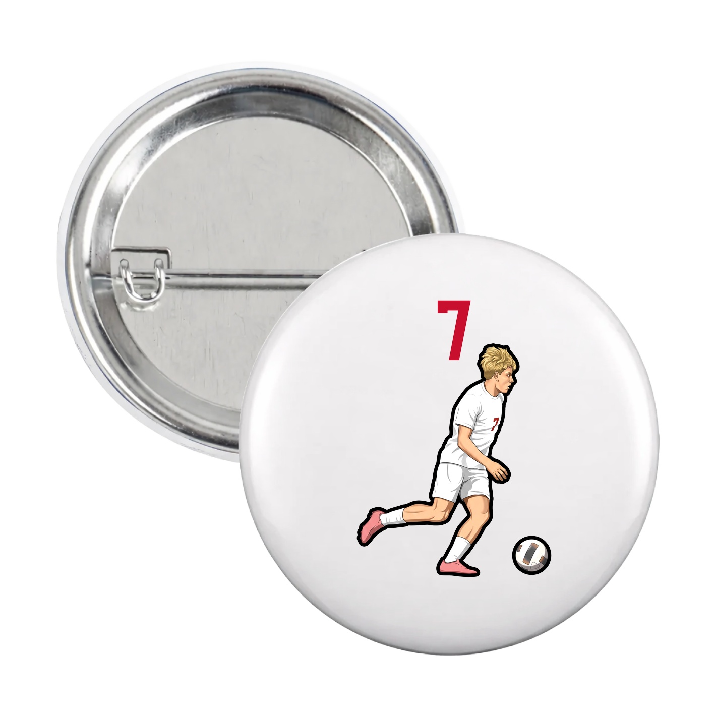Game Day Button — Number Top in White