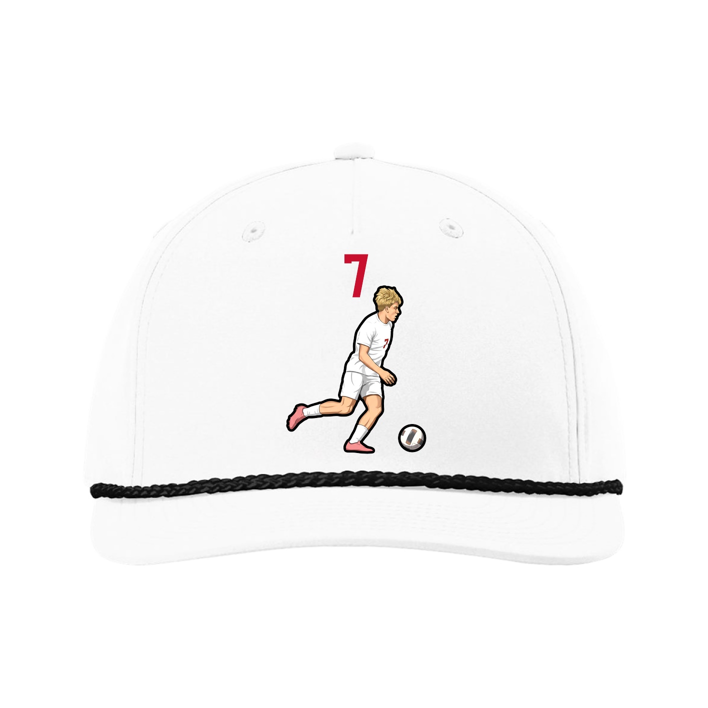 Five-Panel Classic Rope Cap — Number Top in White