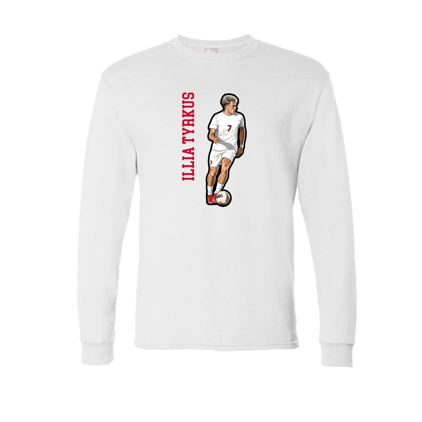 Long Sleeve Tee — Name Vertical in White