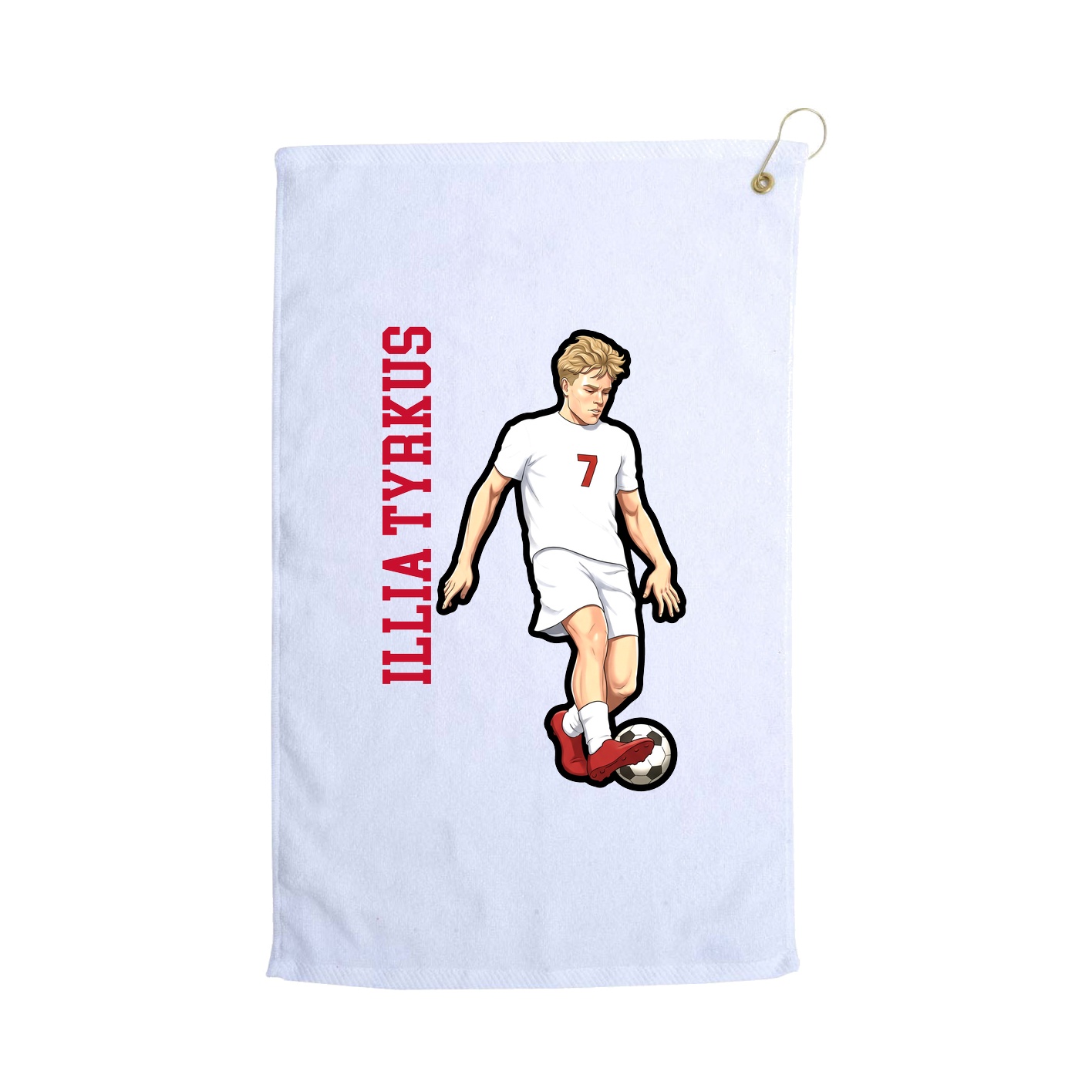Golf Towel — Name Vertical in White