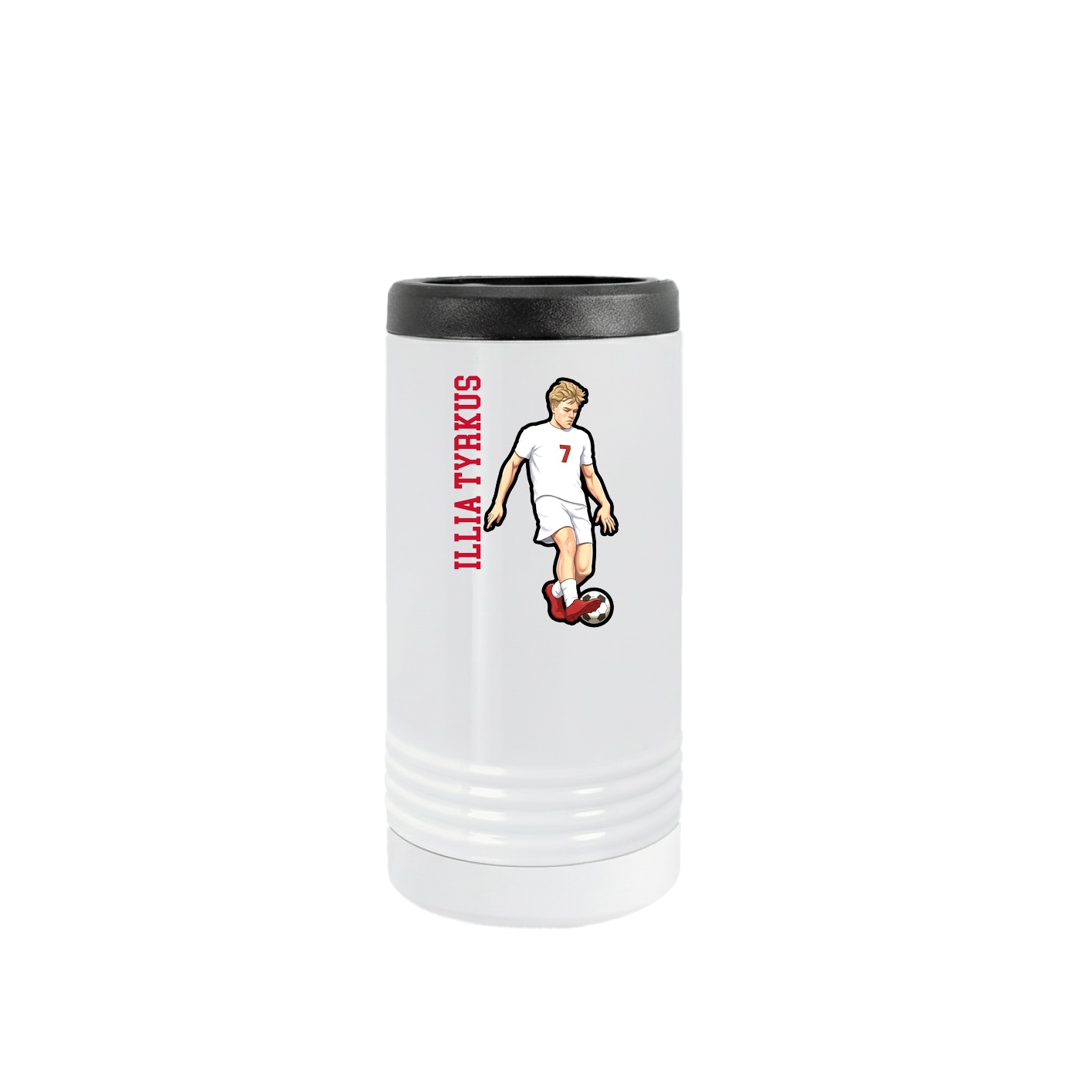 Slim Beverage Holder — Name Vertical in White