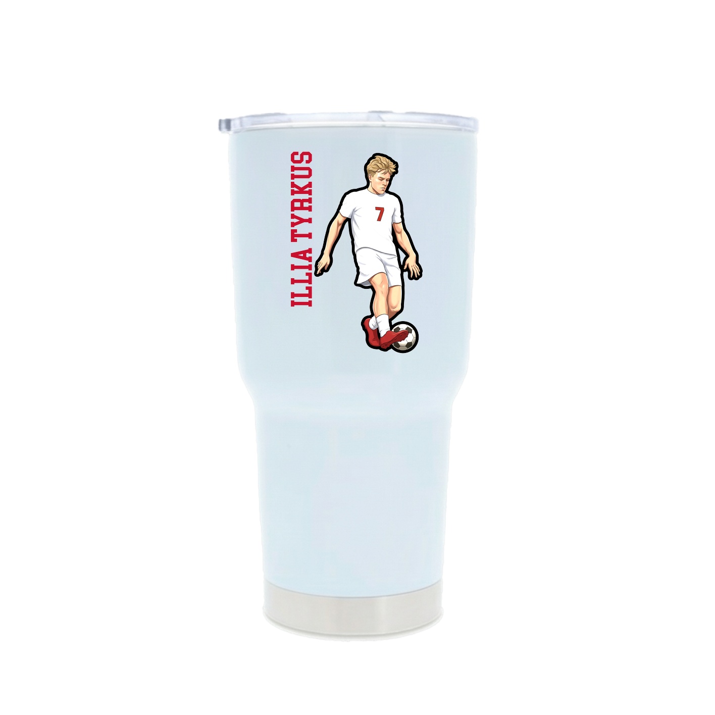 30oz Stainless Steel Tumbler — Name Vertical in White