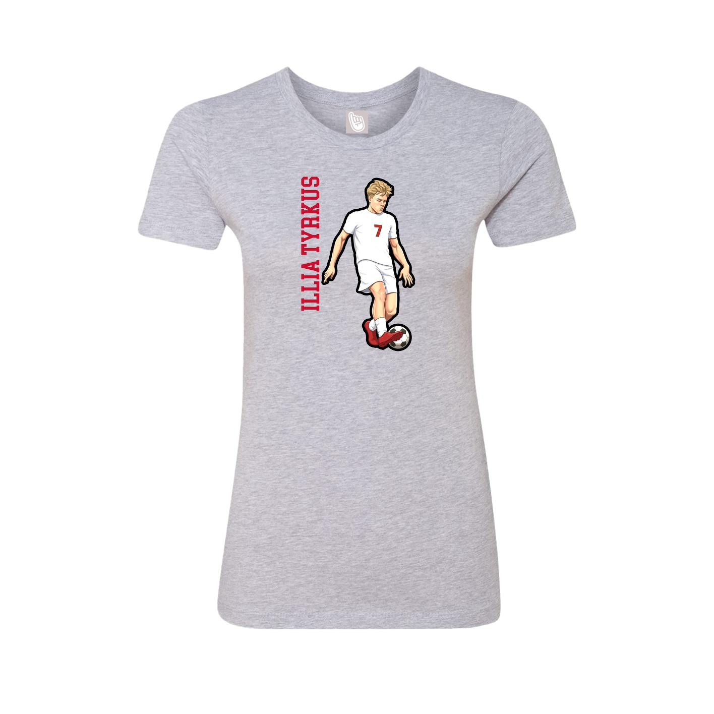 Womens Tee — Name Vertical in Grey