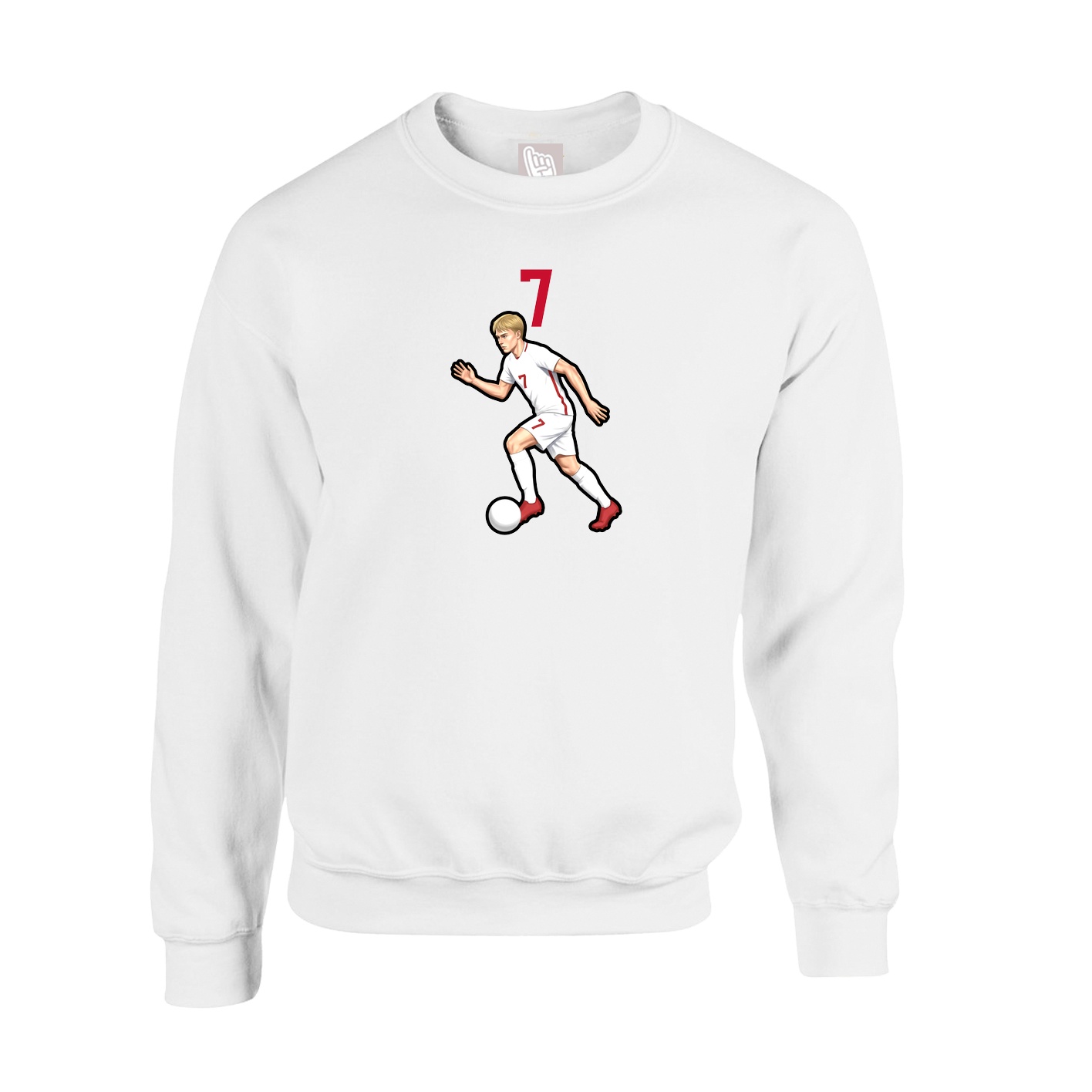 Fleece Crew — Number Top in White