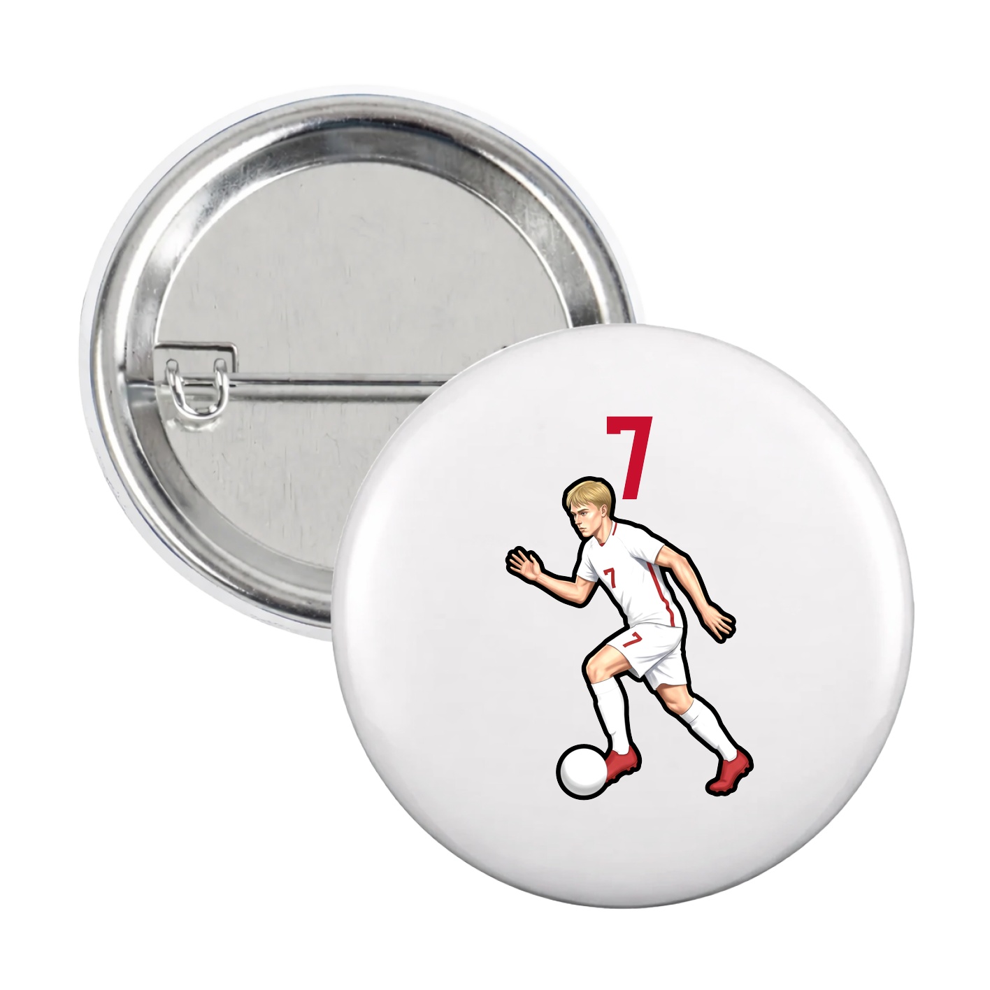 Game Day Button — Number Top in White