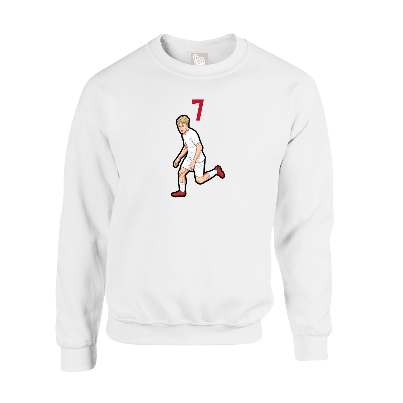 Fleece Crew — Number Top in White