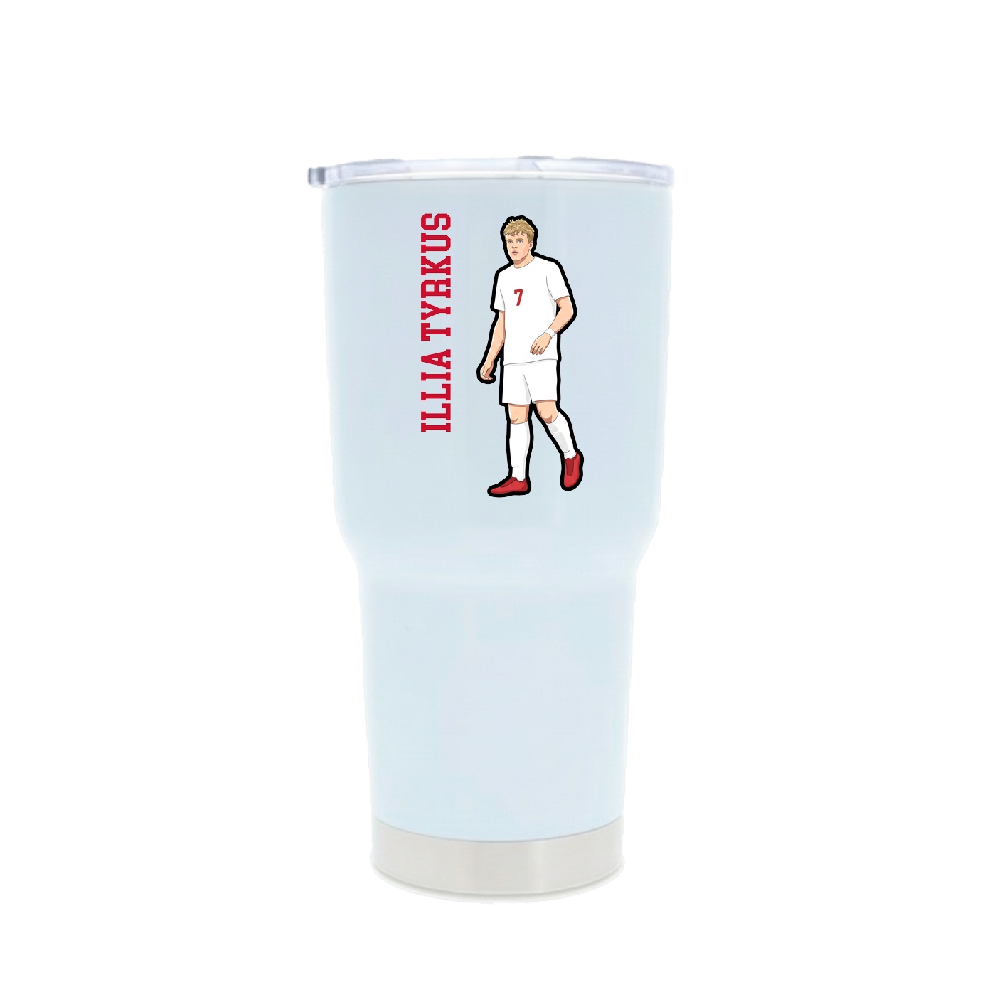 30oz Stainless Steel Tumbler — Name Vertical in White