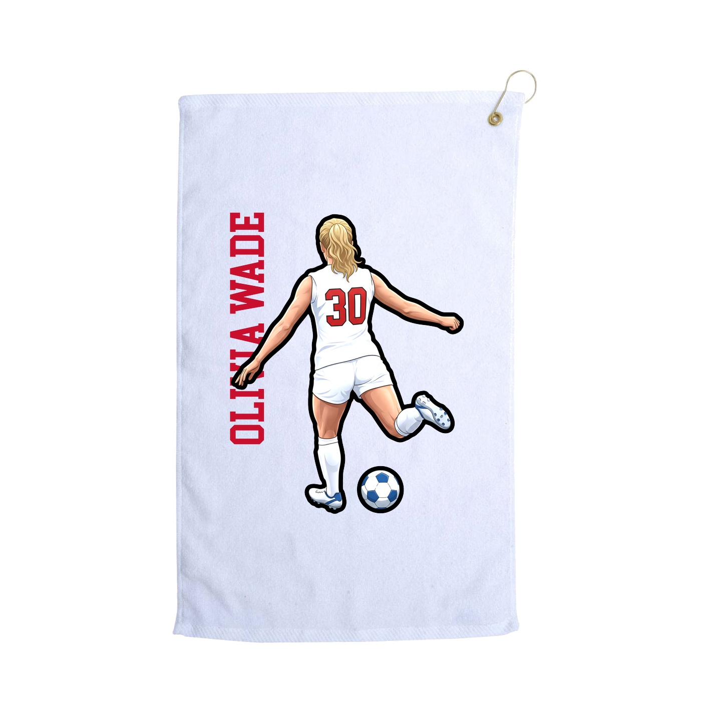 Golf Towel — Name Vertical in White