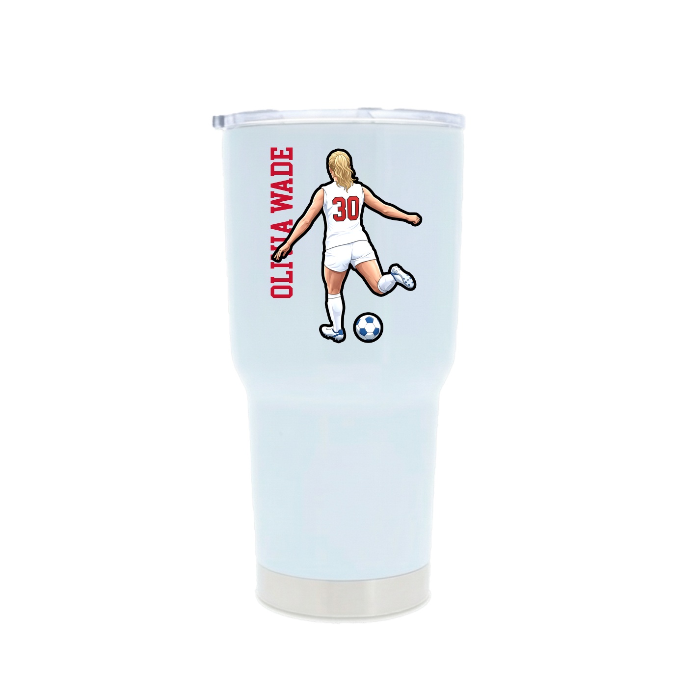 30oz Stainless Steel Tumbler — Name Vertical in White