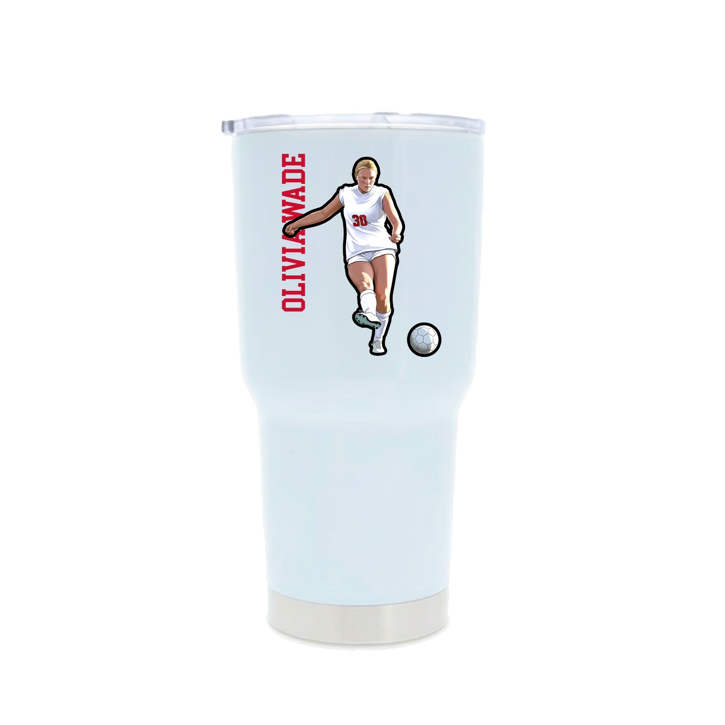 30oz Stainless Steel Tumbler — Name Vertical in White