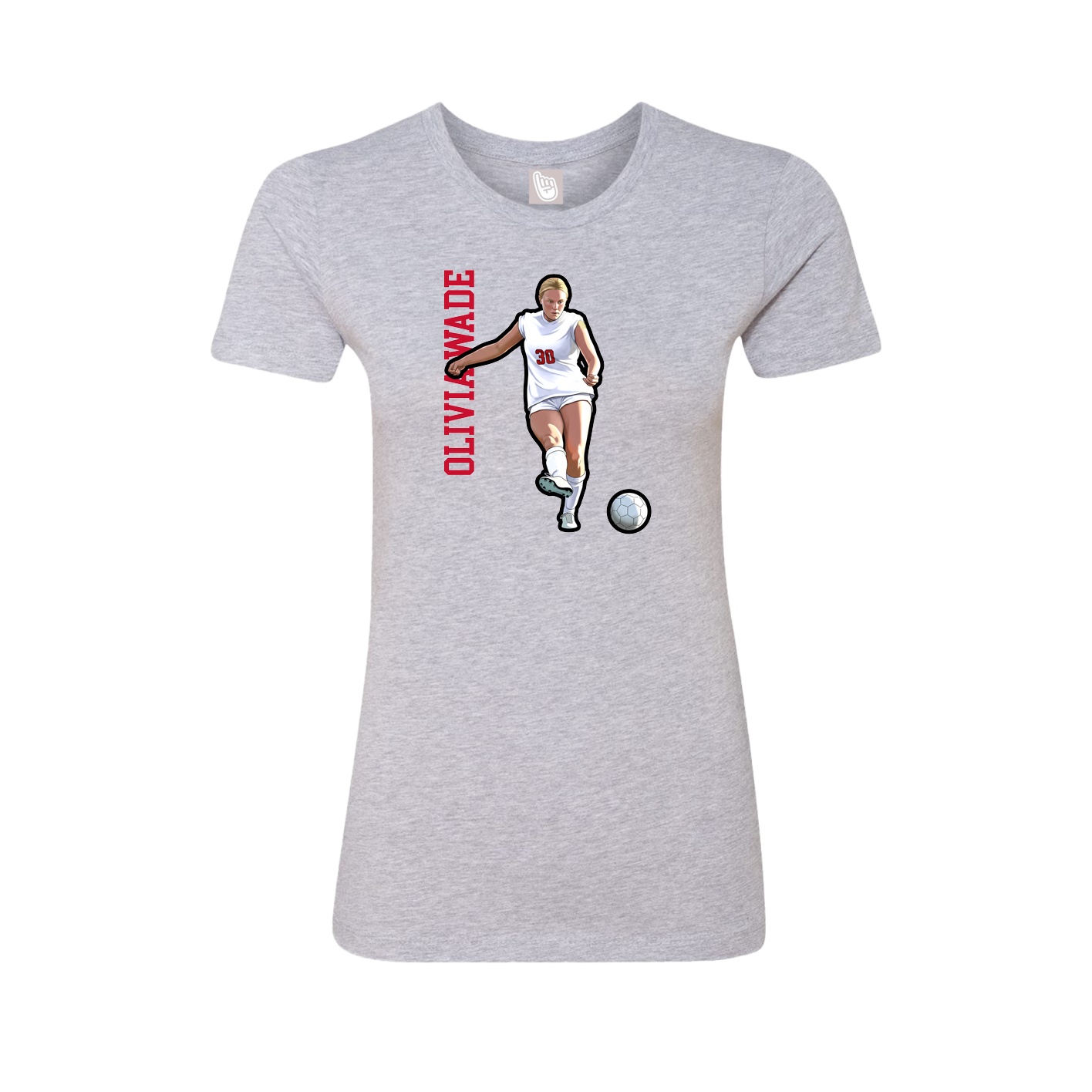 Fitted Women's Tee — Name Vertical in Grey