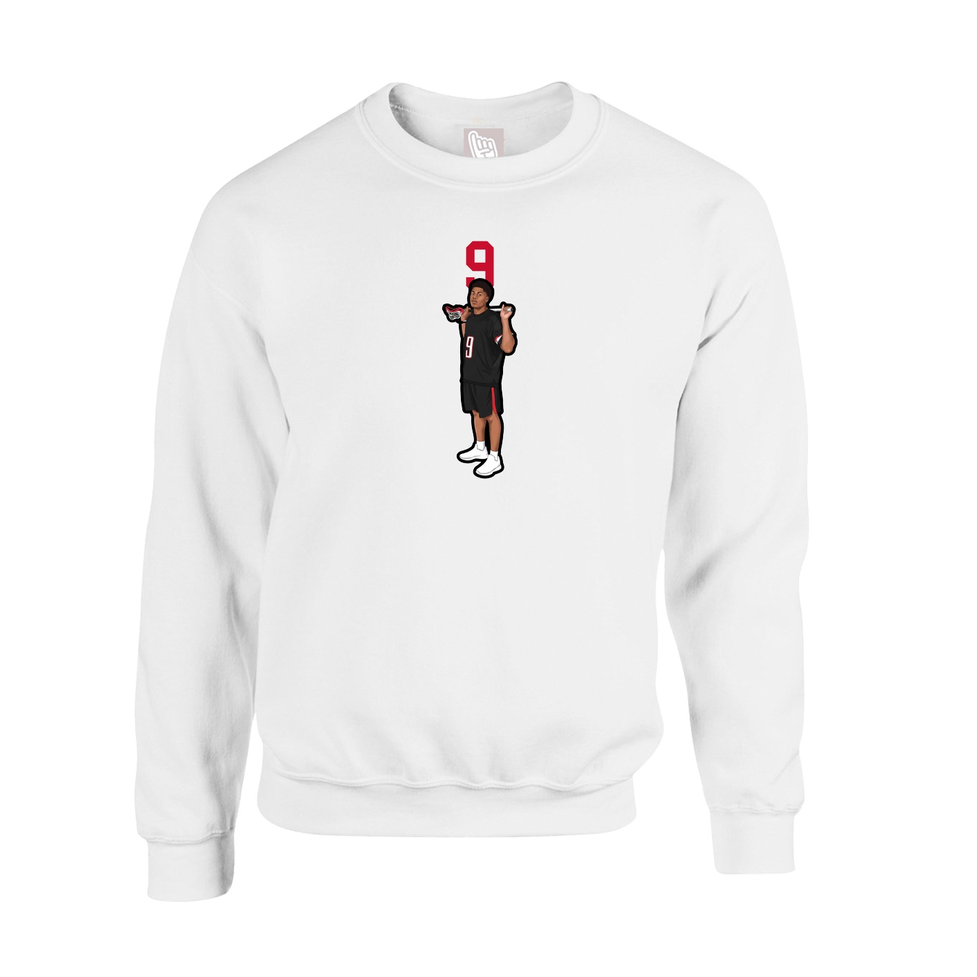 Fleece Crew — Number Top in White