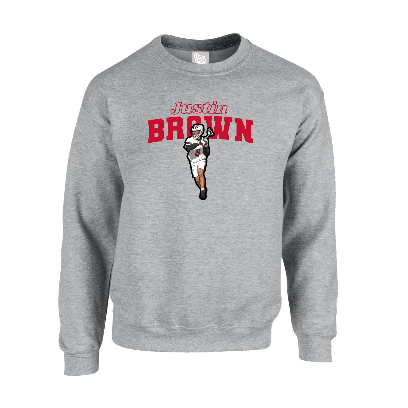 Fleece Crew — Name Arch in Grey