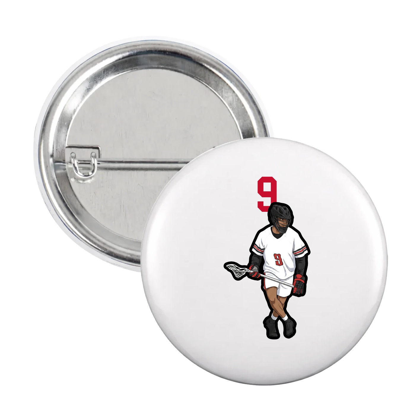 Game Day Button — Number Top in White