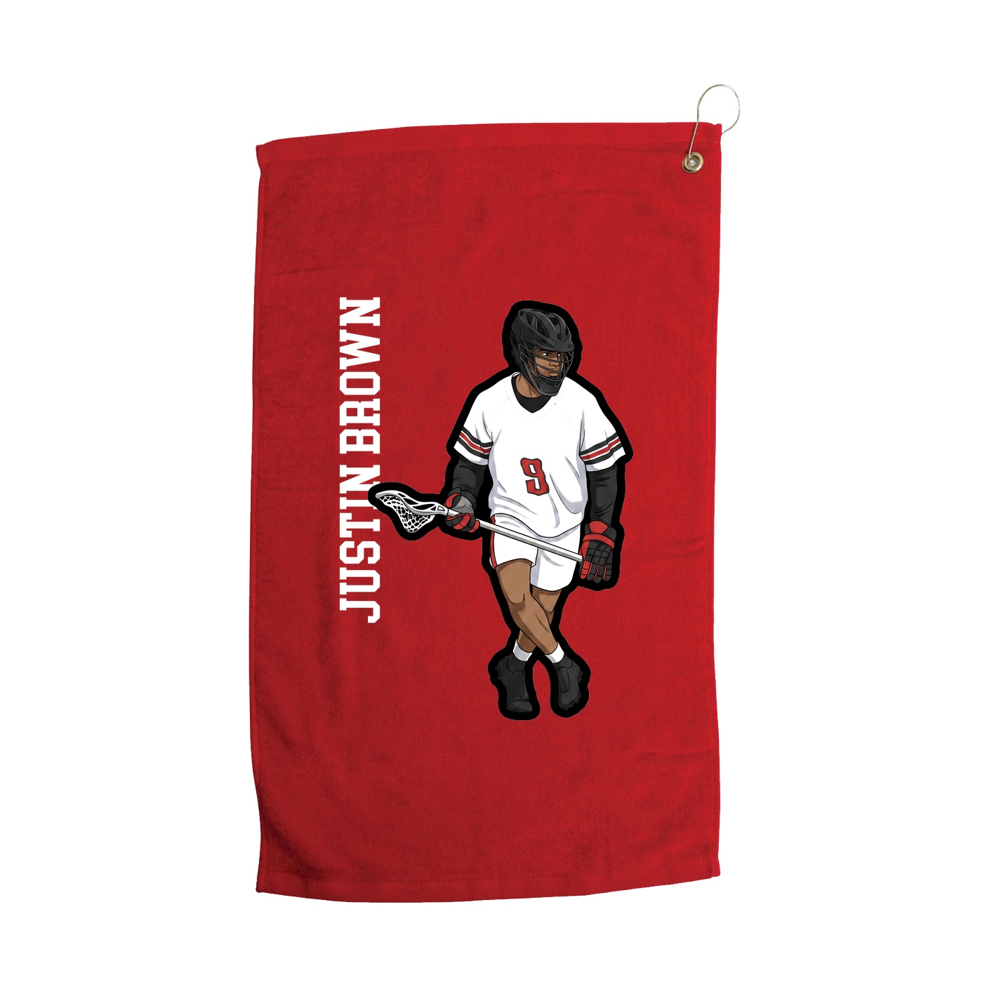 Golf Towel — Name Vertical in Red