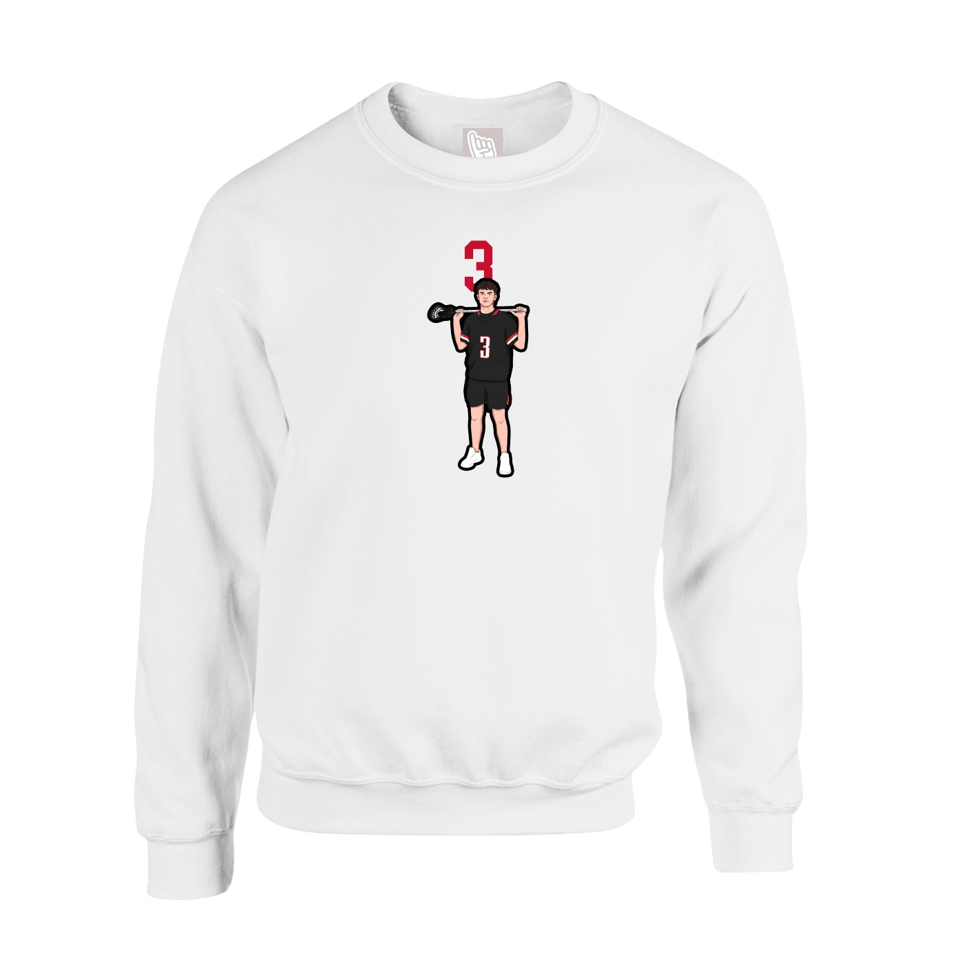 Fleece Crew — Number Top in White