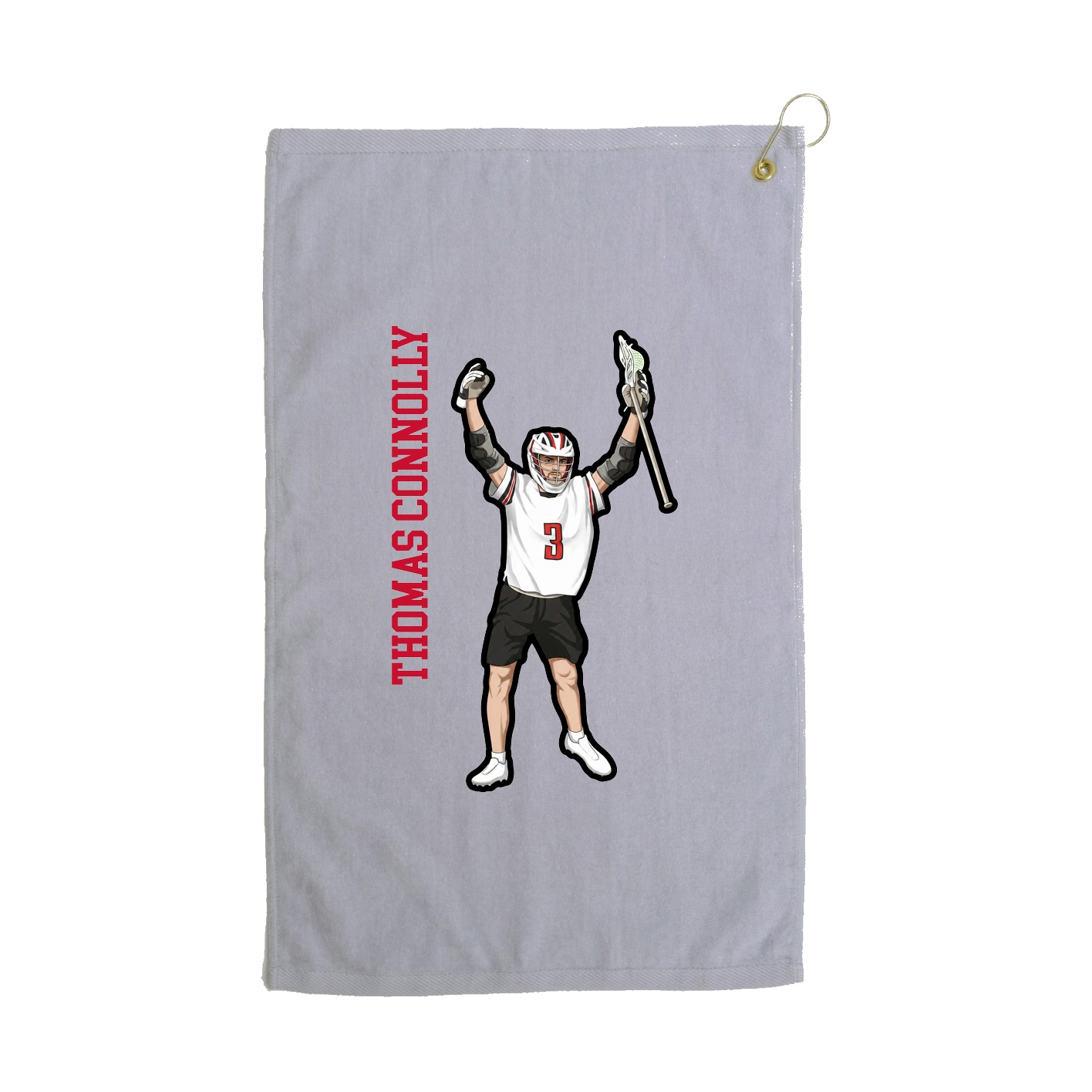 Golf Towel — Name Vertical in Grey