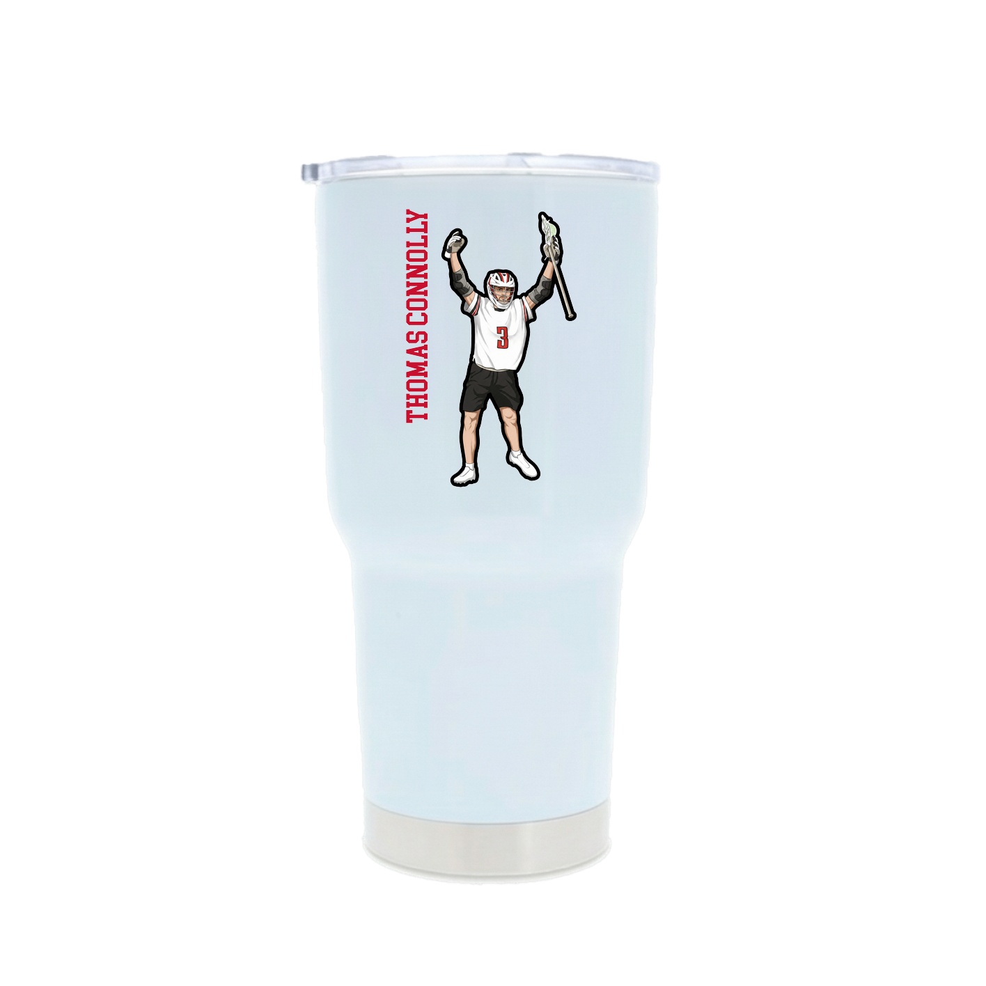 30oz Stainless Steel Tumbler — Name Vertical in White