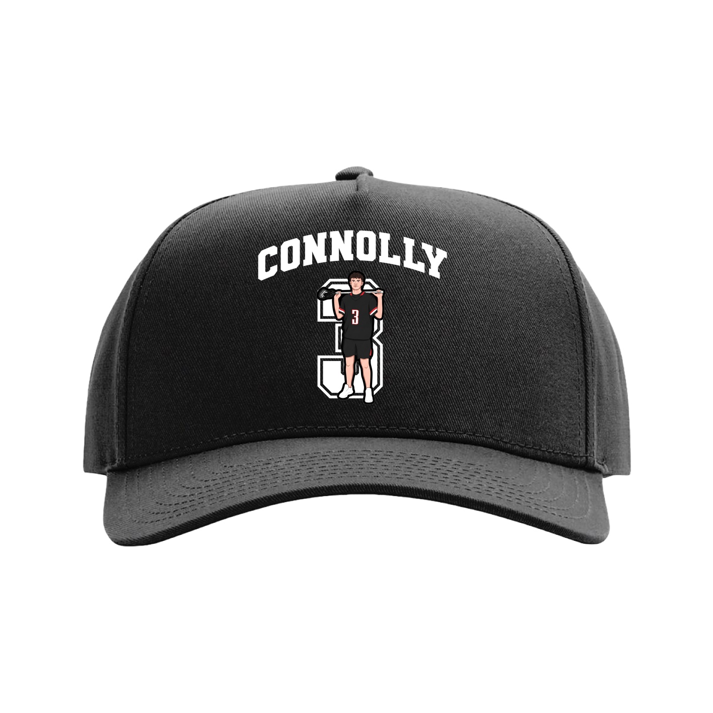 Full Fabric Five-Panel Champ Cap — Number in Black