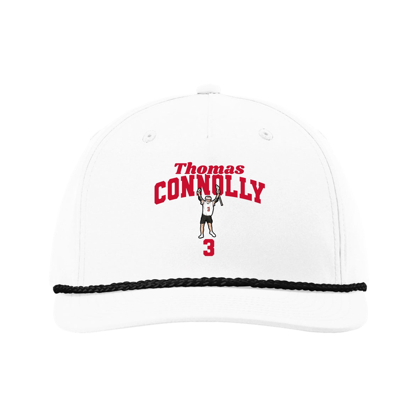 Five-Panel Classic Rope Cap — Signature Arch in White