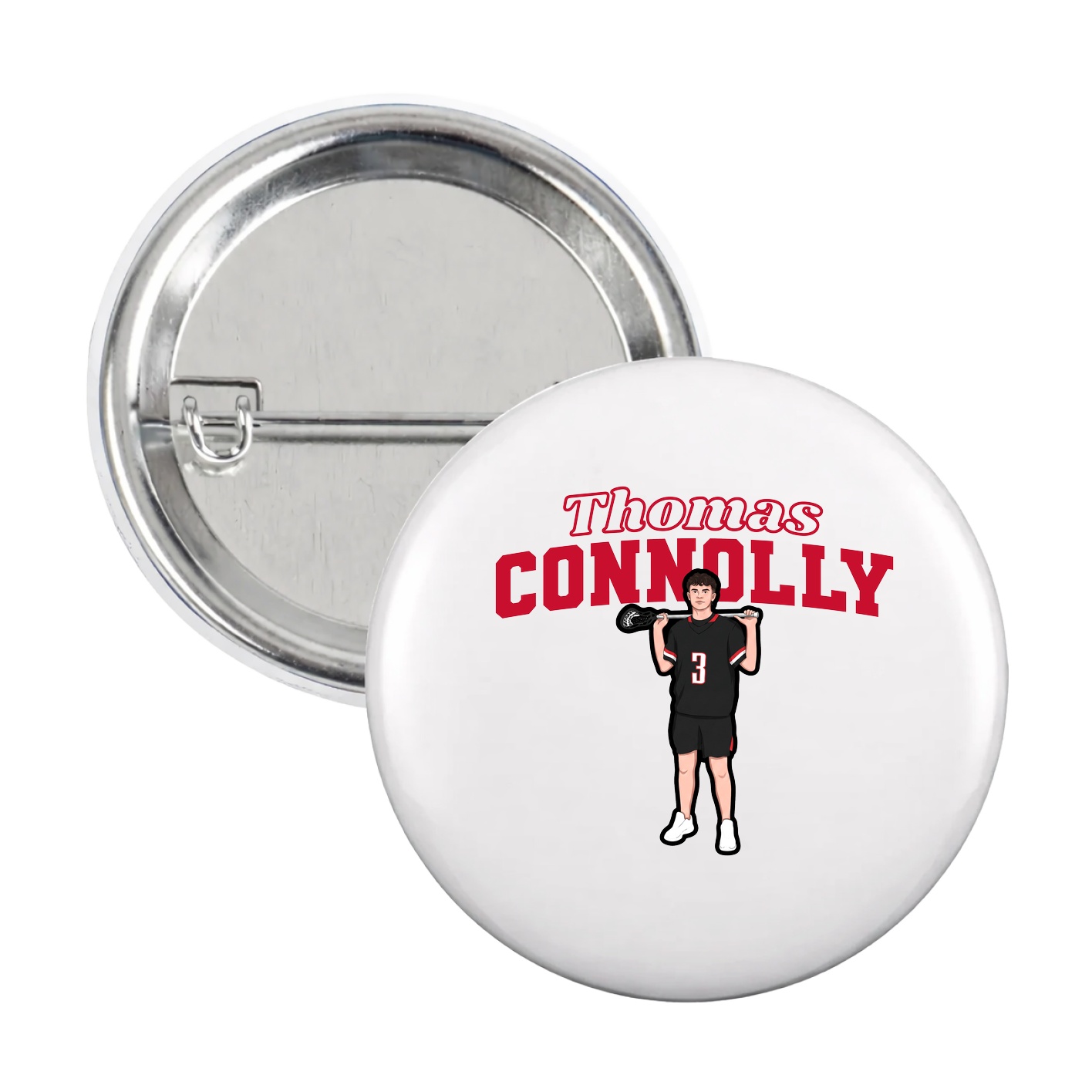 Game Day Button — Name Arch in White