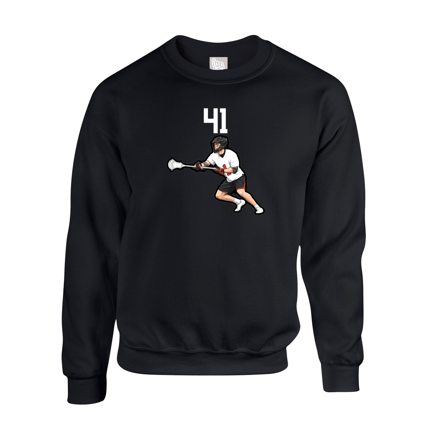Fleece Crew — Number Top in Black