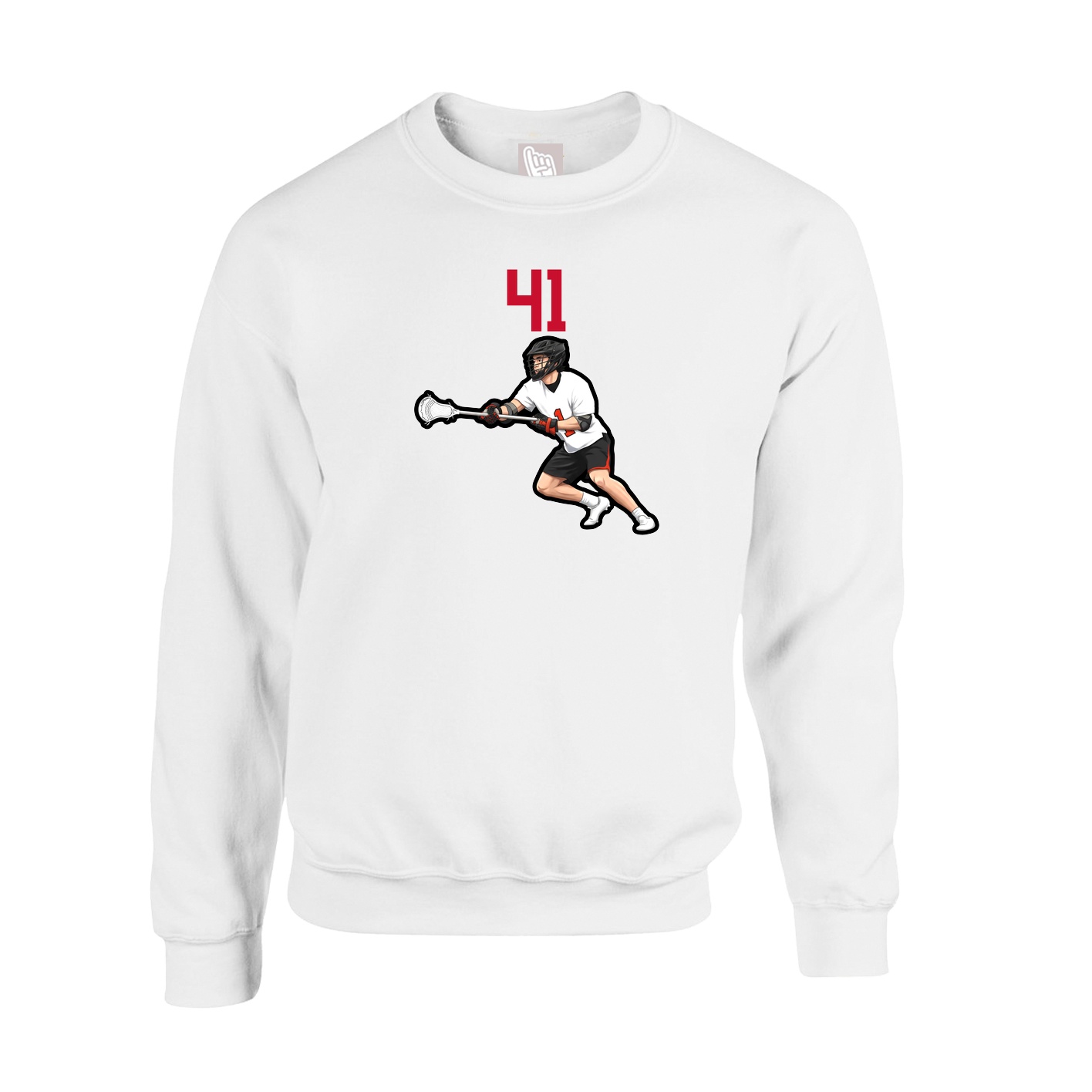 Fleece Crew — Number Top in White
