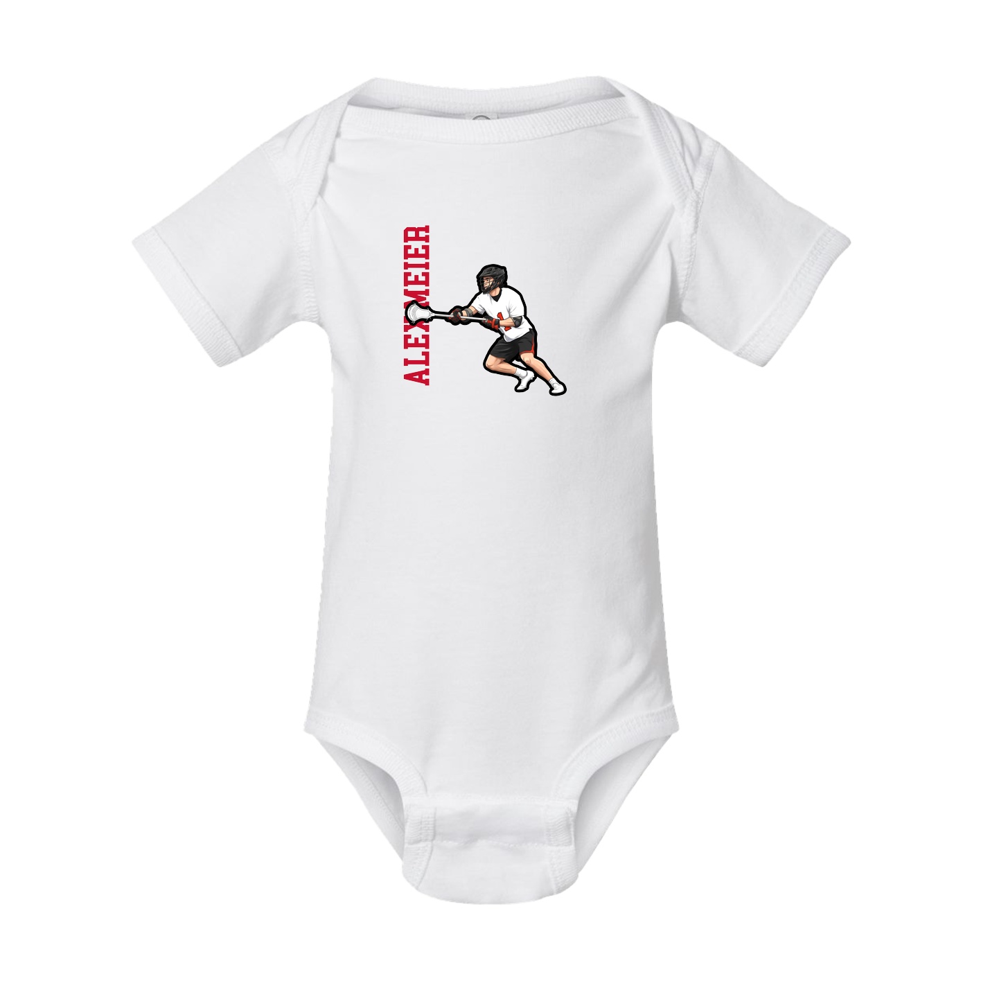 Baby Onesie — Name Vertical in White