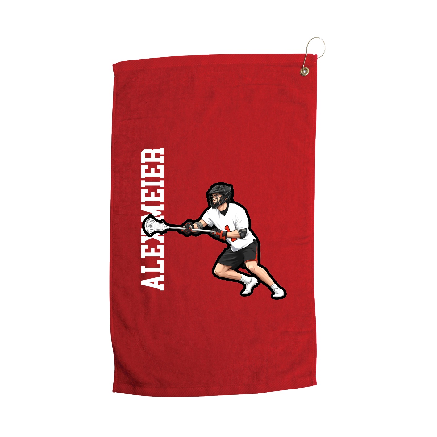 Golf Towel — Name Vertical in Red