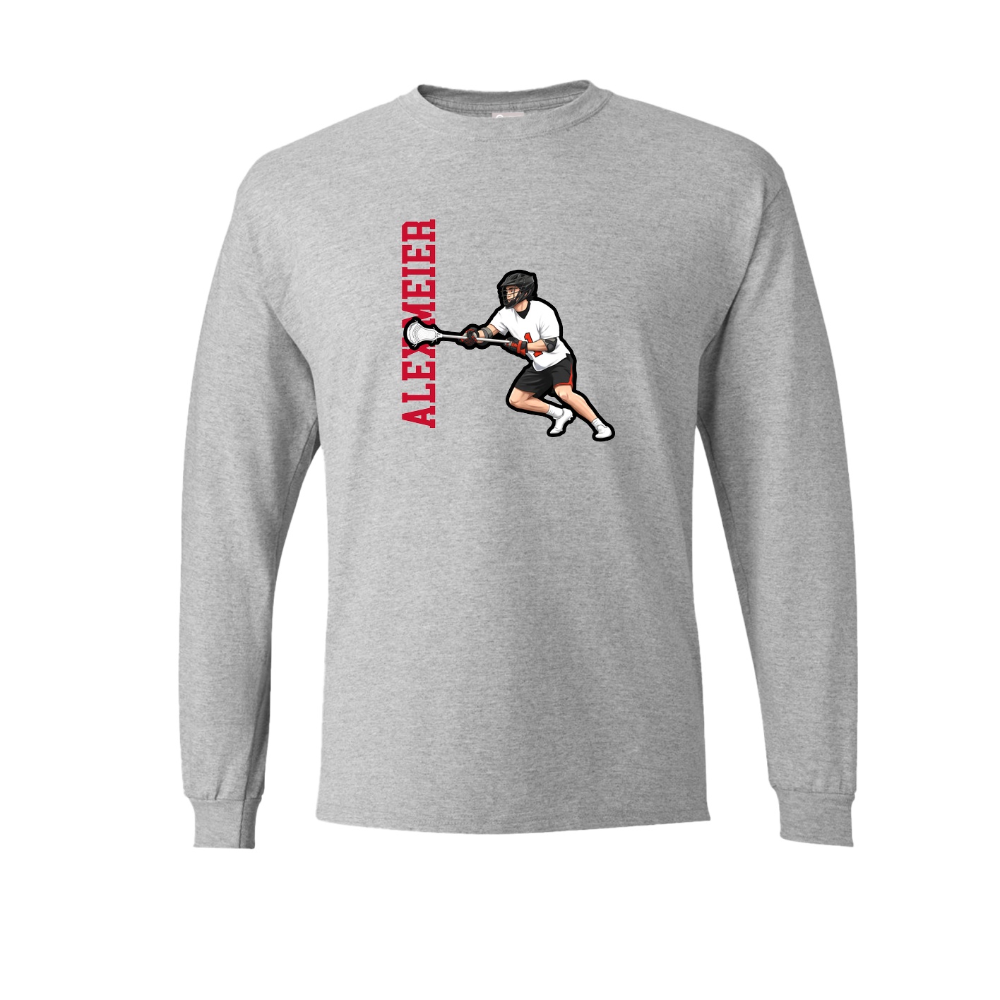 Long Sleeve Tee — Name Vertical in Grey